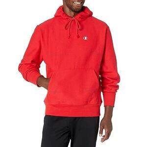 Champion Men's Shadow Red Cotton Fleece Casual Weave All Over Logo Hoodie Size L